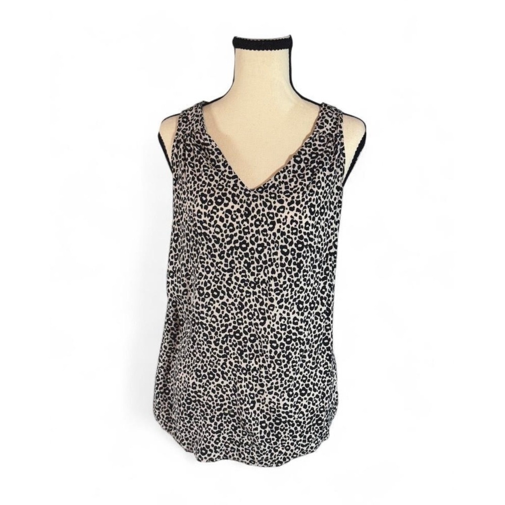 Old Navy Women Leopard Print Sleeveless V-Neck Keyhole Back Tan Black Sz M